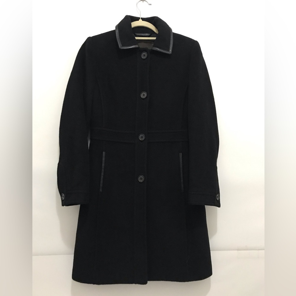 Coach Black Women's Single-Breasted Wool Blend Coat Size XS